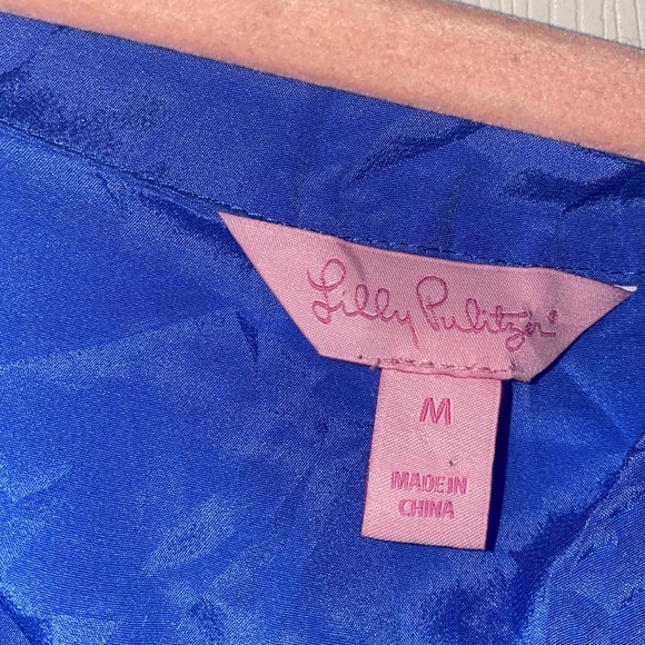 LILLY PULITZER 90% Silk Adira Off The Shoulder Top Blue. Size MD. Great Cond! - Picture 6 of 7